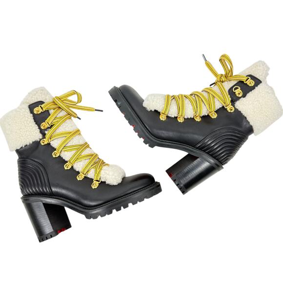 Christian Louboutin Yetita Shearling Leather Hiking Boots Black Size 36.5 - Picture 8 of 11